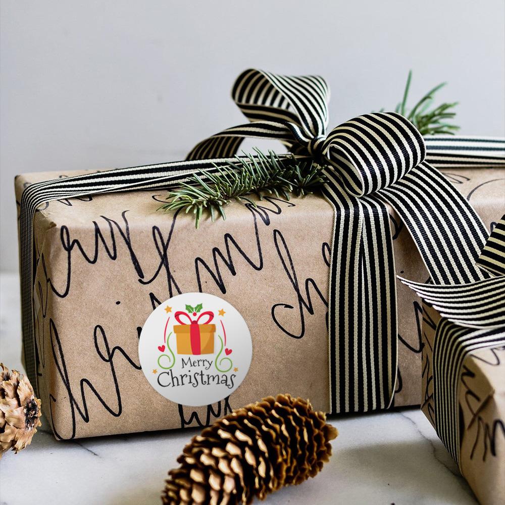 100-500pcs Merry Christmas Stickers Round stickers Christmas Tag for Envelope Sealing Gift Decor Shop Product Packaging Stickers