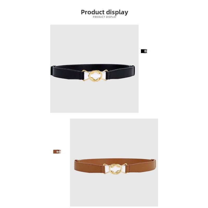 Mei Mary Buckle top layer cowhide thin belt, adjustable length, suit women's belt