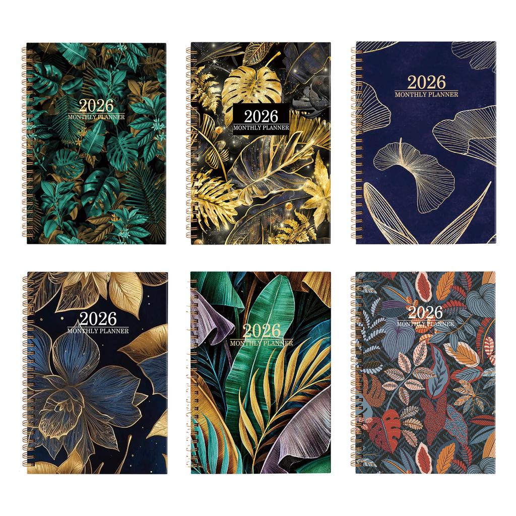 2026 Flower Planner Schedule Organiser Twin Coil Binding Monthly Planner Notebook For Time Management and Scheduling