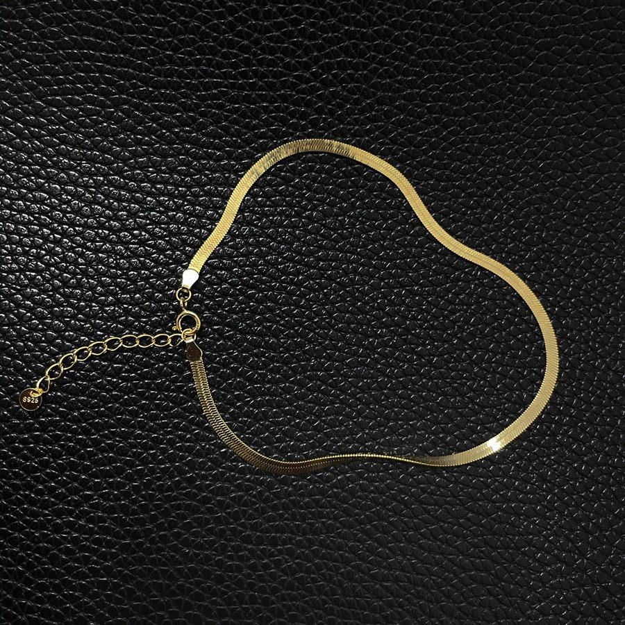 S925 Sterling Silver Snake Bone Anklet Simple Personality Anklet Female Sexy Anklet Niche