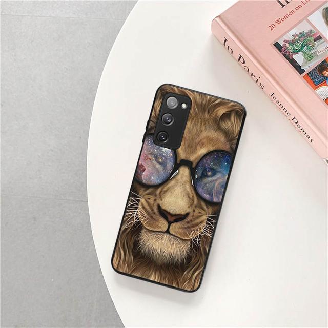 Schwarze Silikon Super Löwe Muster Handyhülle für Samsung Note 20 Ultra 10 9 8 Galaxy S20 Fe S21 S22 5g S10 Plus Matte Soft Cover