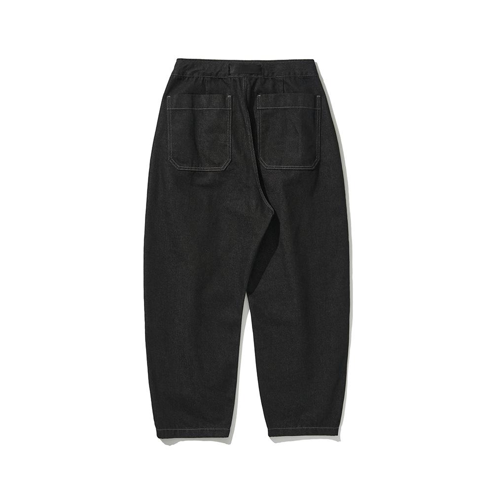 HISHANDER Belted Wide Tapered Denim Pants