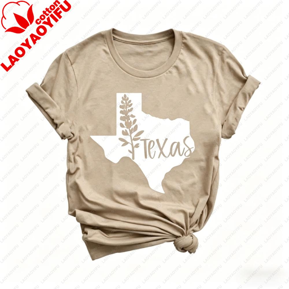 Texas State Outline Bluebonnet Flower Graphic Tshirt Unisex Unisex Cotton Short Sleeve Texas Pride Casual Daily Outfit