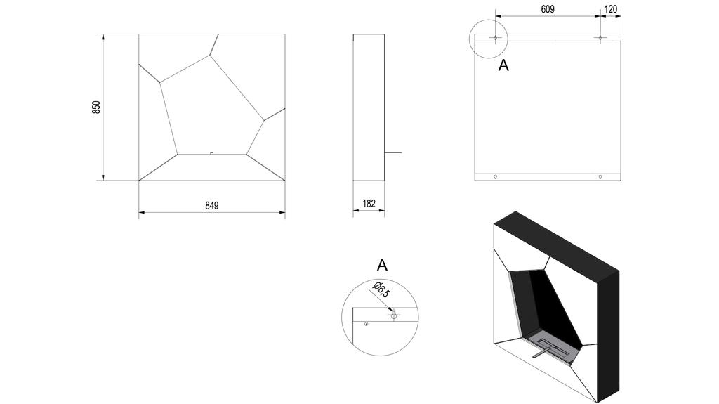 Wall Mounted Bioethanol Fireplace BALL TÜV White Set