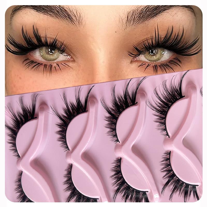 Makeup 5 Pairs Cat Eye Lashes Faux Eyelashes  Eye Elongated False Eyelashes