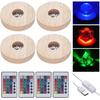 Homaisson Wooden Light Stand Bases 4PCS Colorful LED Lights Display Bases with Control 16 Color Round Lighted Bases Table Lamp Centerpieces for