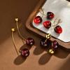 Sweet Cherry Earrings for Women, Stainlesss Steel Cherry Dangle Earring  Kpop Jewelry Trendy Accessories
