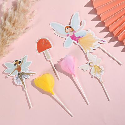 1Set Guests Fairy Toppers Butterfly Goddess Plates Cupcake Toppers Flower Princess Girl Happy Birthday Party Decoration