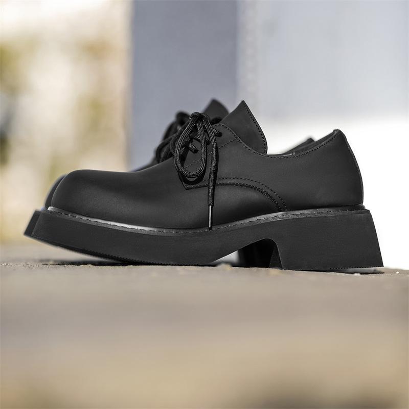 3188/38-46 Rußschwarz Big Head Derby Schuhe Herren und Damen Plateau Erhöhung Mickey Schuhe Casual Pendler Lederschuhe Paar