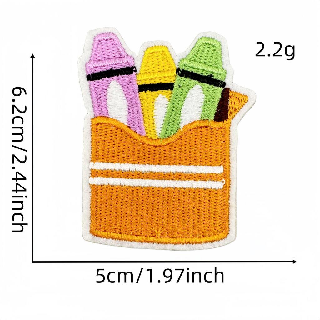 Kids' Cartoon Embroidery Patches – Kindergarten School Bus Design with Hot Melt Adhesive