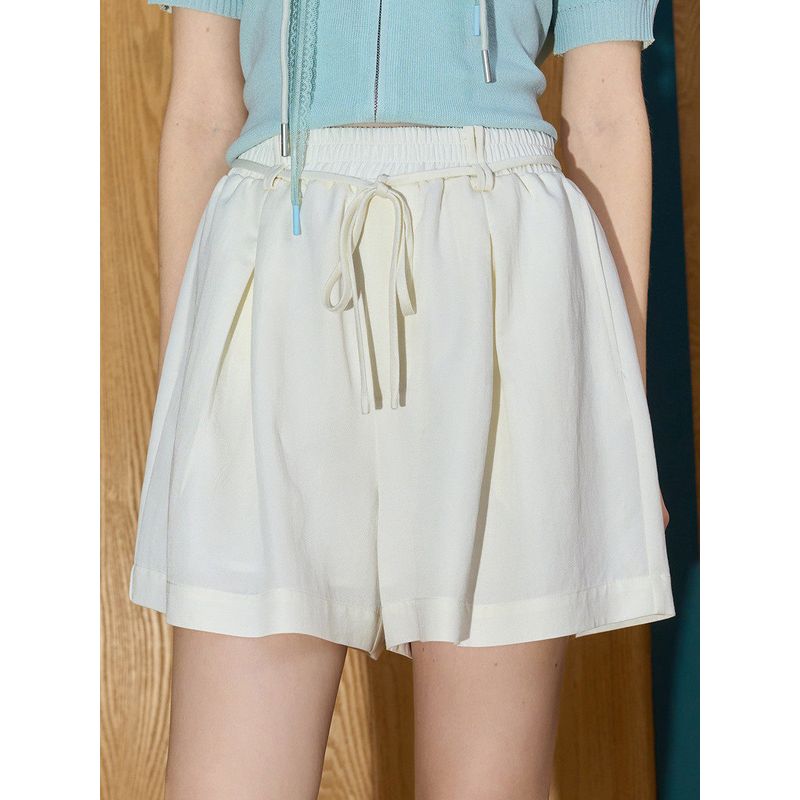 Coolhut2025 Summer Casual Versatile Loose Wide-Leg Shorts High-Waisted Drawstring Thin Women's Casual Pants