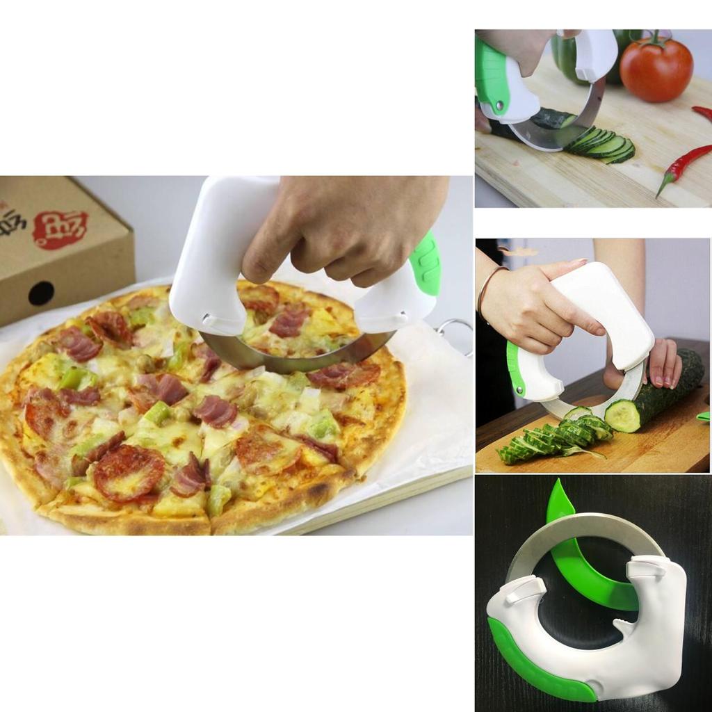 Round Shape Kitchen Cutter With Pp Handle And 420 Stainless Steel For Slicing Meat Vegetables