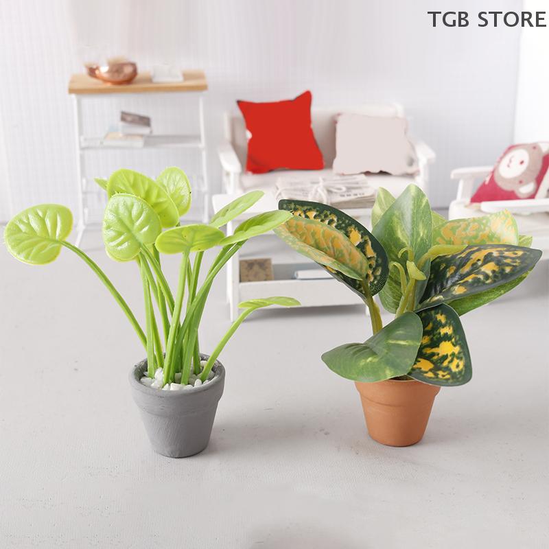 1Pcs 1/12 Miniature Plant Potted Model Garden Green Plant Ornaments Dollhouse Simulation Plant Decoration Toy