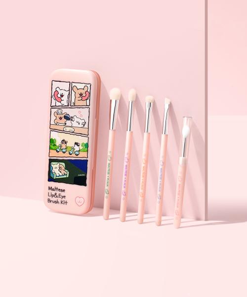 [Flalia] Maltese Lip & Eye Brush Kit (5-Piece Set)