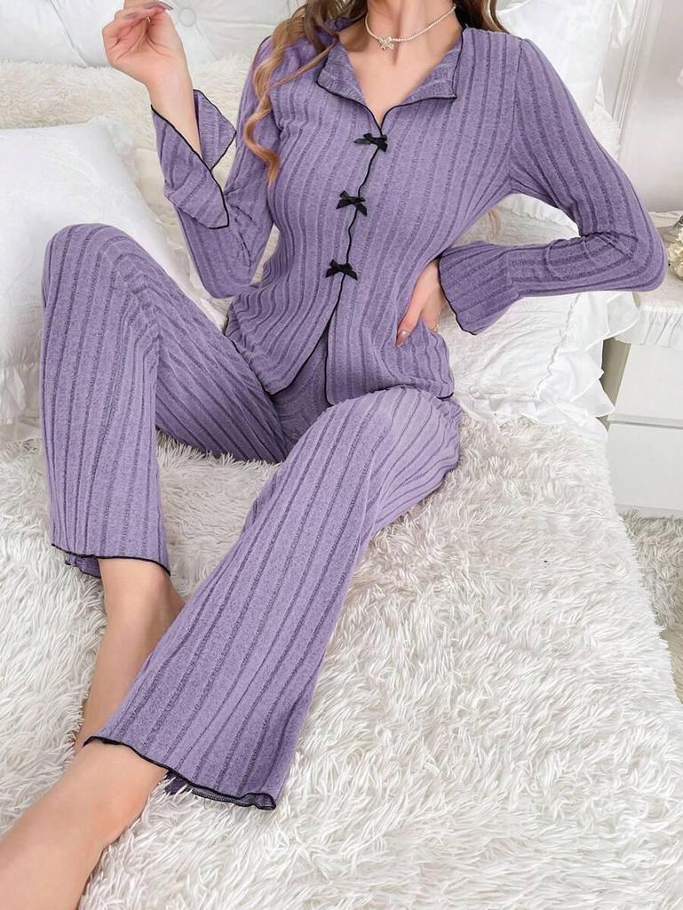"Set pigiama da donna autunno/inverno a due pezzi - Caldo, elegante, abbigliamento lounge per interni/esterni"