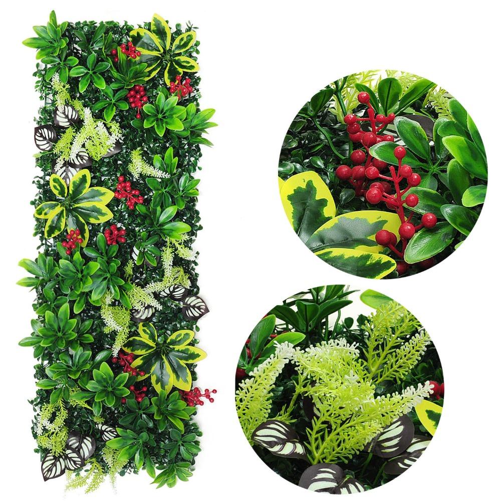 DIY Artificial Plant Wall Panel 75x25cm Flower Simulation Maple Plant Sheet Durable Lifelike Fake Green Grass Mat Privacy Screen