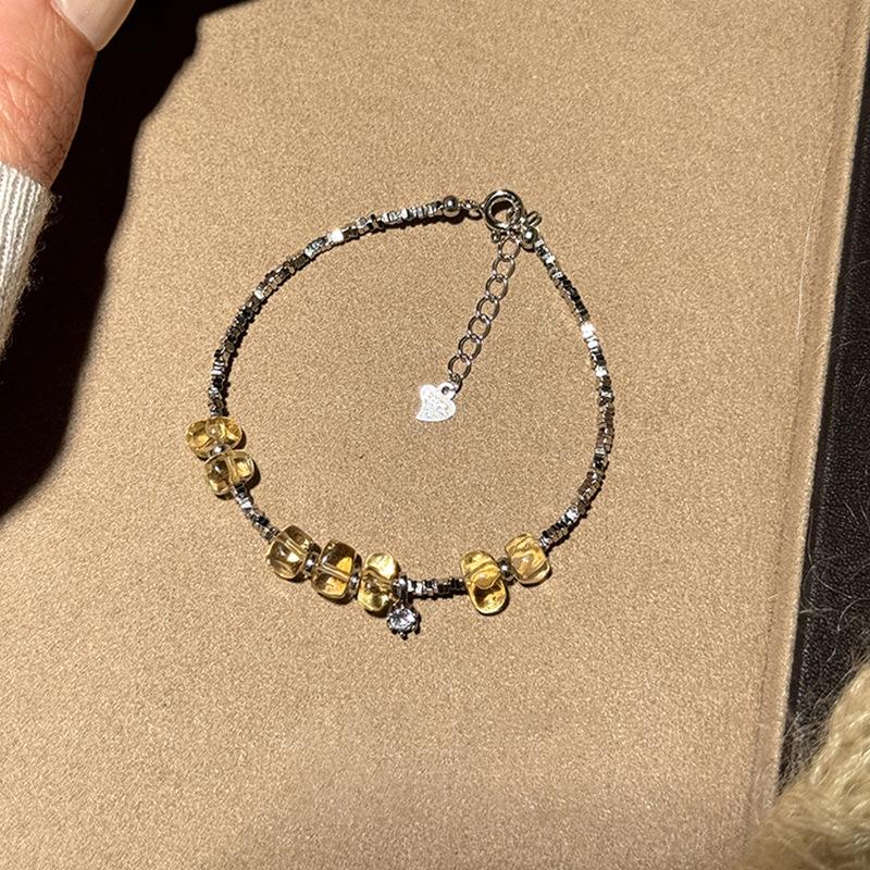 

Браслет из бисера из циркона и цитрина, из посеребренного металла, легкий, роскошный, с нишевым темпераментом, модное, простое, высококлассное ювелирное изделие