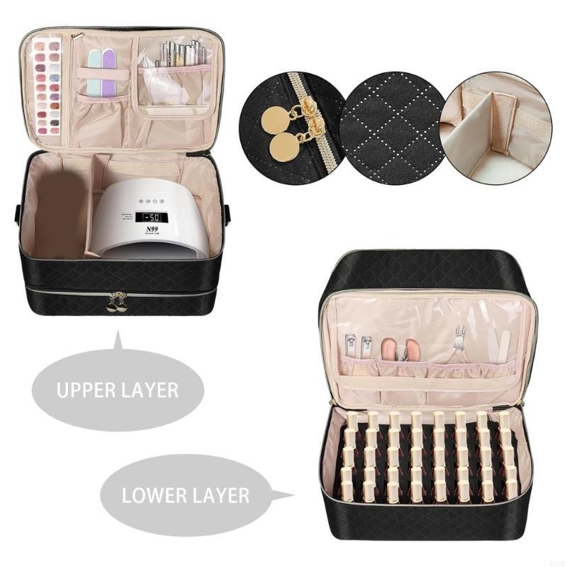 Nails Storage Case With Removable Dividers Sturdy Shoulder Strap Quilted Texture For Salons Artistics HX6C