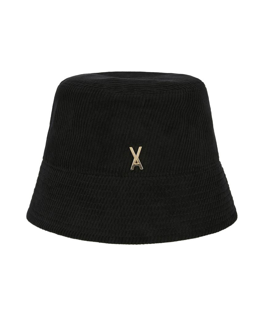 Bajal Corduroy Studded Drop Bucket Hat Black