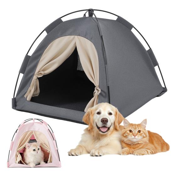 Přenosný kočičí stan Pop-up stan pro domácí mazlíčky Omyvatelný Vodotěsný Úkryt s podložkou Prodyšná síťovina pro kočky a malé psy do interiéru i exteriéru