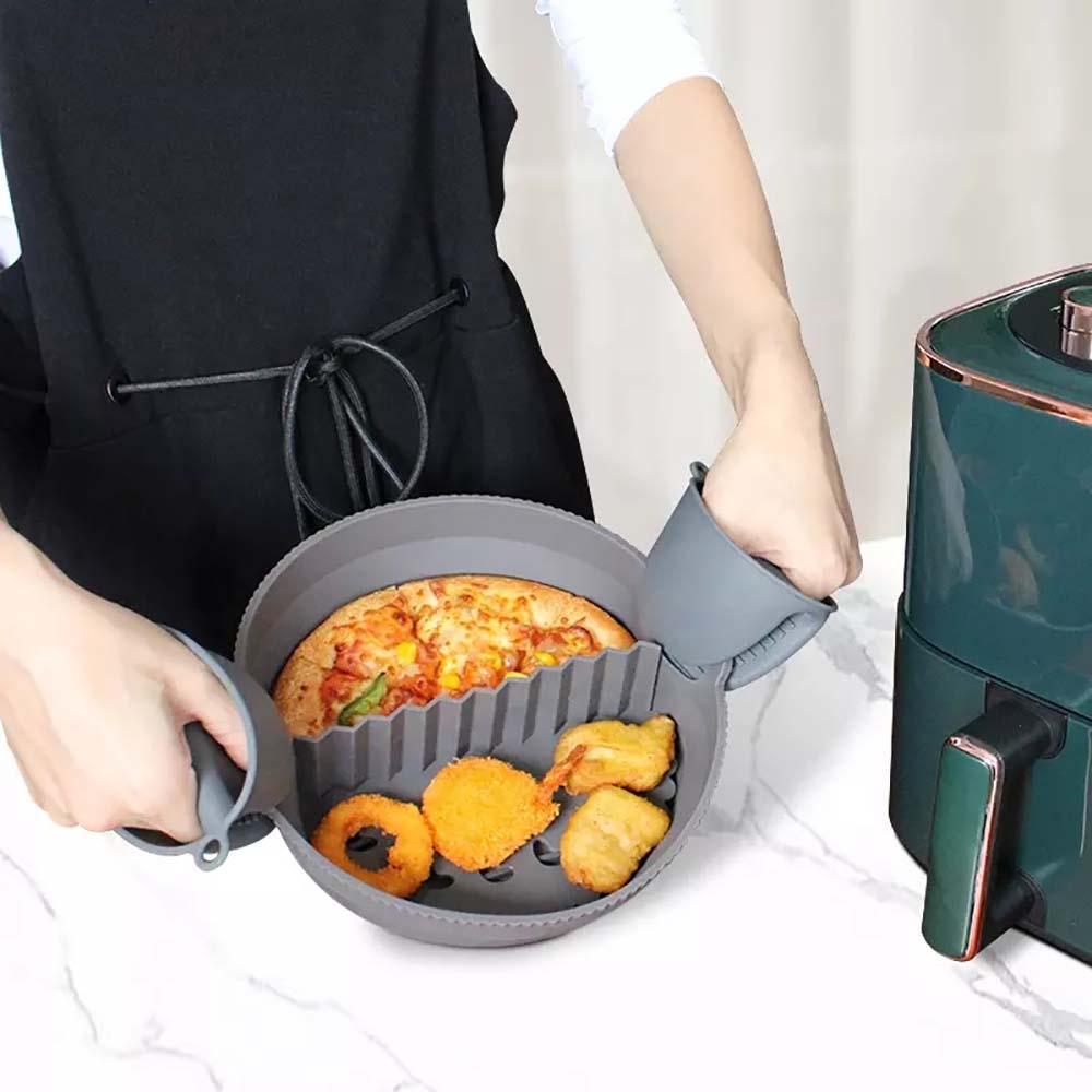 Silicone Air Fryers Oven Baking Tray Pizza Fried Chicken Airfryer Silicone Basket Reusable Airfryer Pan Liner Accessories