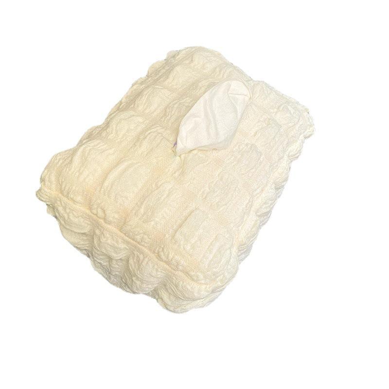 1pc Waffle Bubble Puff Car Tissue Box Cover, Adjustable Elastic Band Napkin Holder, Paper Box Protector for Vehicle Use