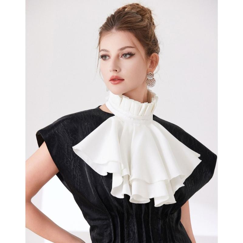 Elegant French Style Detachable Flouncing Collar With Layered Ruffle For Women Daily Outfit And Occasion