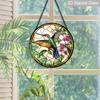 2D Flat Stained Glass Hummingbirds Window Decoration, 7.87inches Colored Glass Plate with Chain, Charming Spring Summer Sun Catcher Home Livingroom