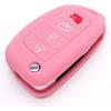Silicone Protector Key Fob Cover Case fit for Hyundai Sonata Santa fe Keyless Entry Remote Control Key Fob (Pink+Black)