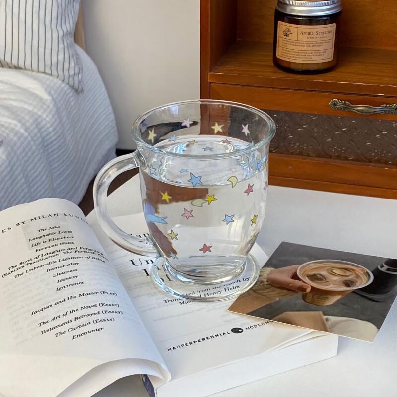 Colorful Star Handle Glass Mug