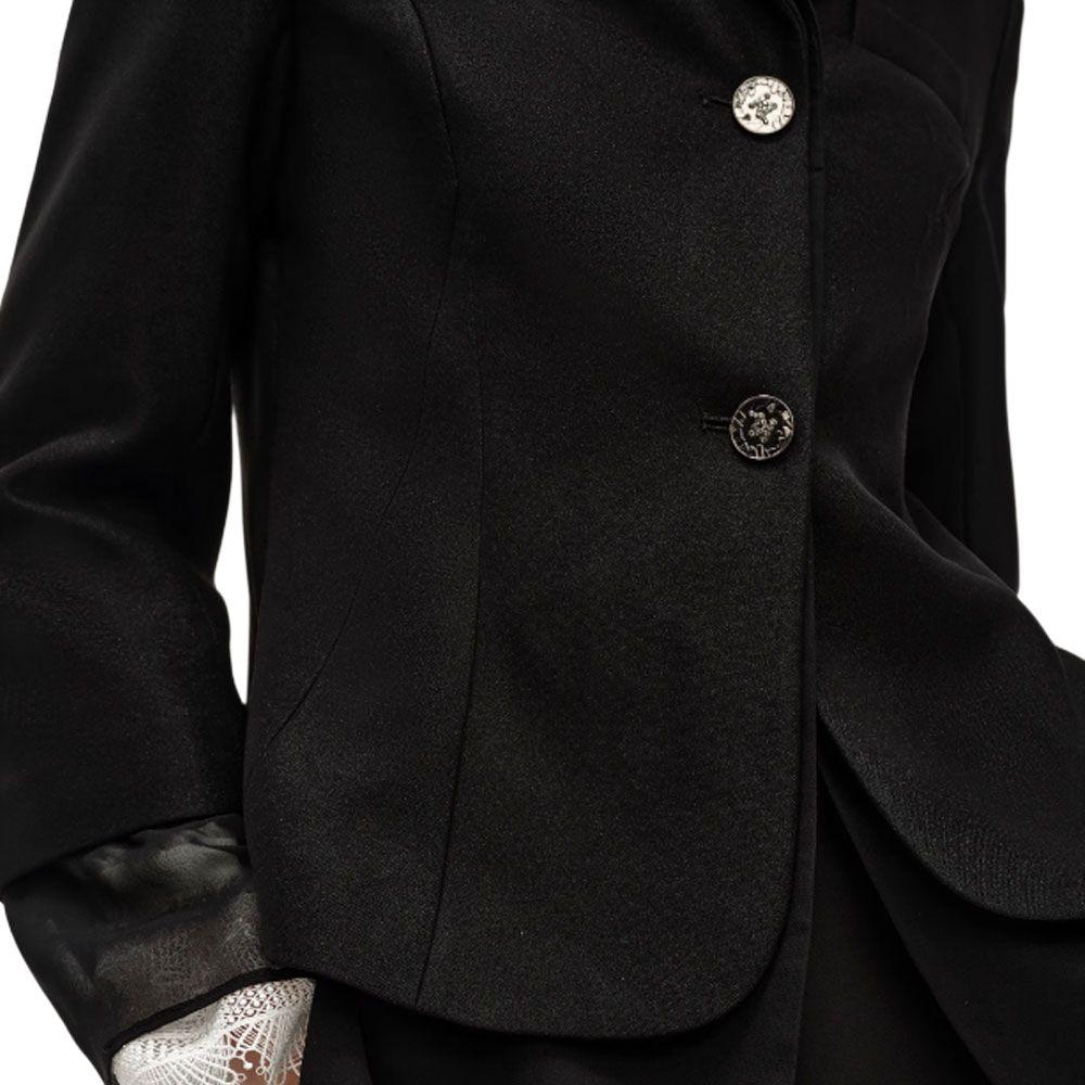 Karl Lagerfeld Chic Business Casual Solid Color Slim Fit Single Breasted Lantern Sleeve Blazer Women blazers Black 241L1436