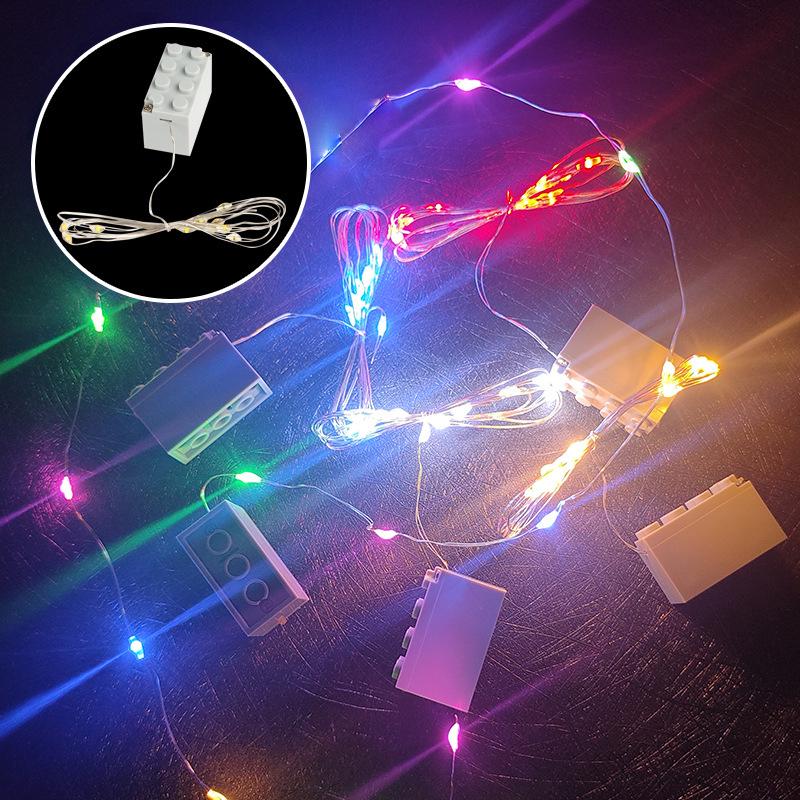Creative 2x4 Building Block LED Light String for Decorative Toy Scenes