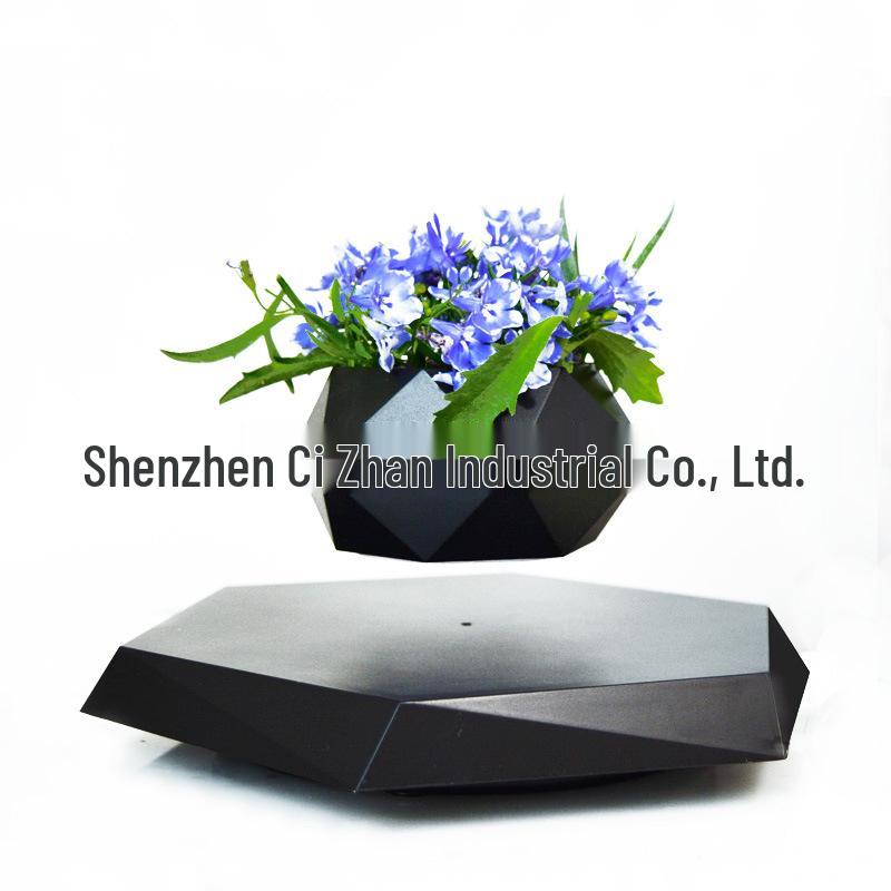 Floating Rhombus Magnetic Levitation Potted Plant Ornament
