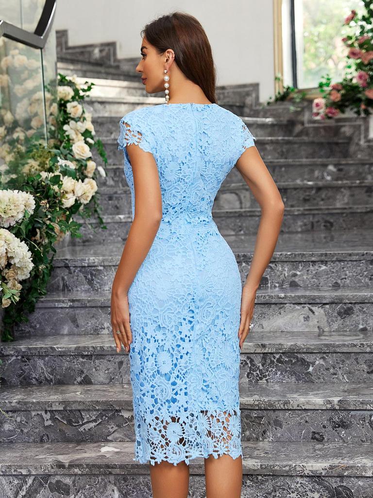 Marked Plus Size European & American Pencil Dress: Sexy Slimming Lace Bodycon