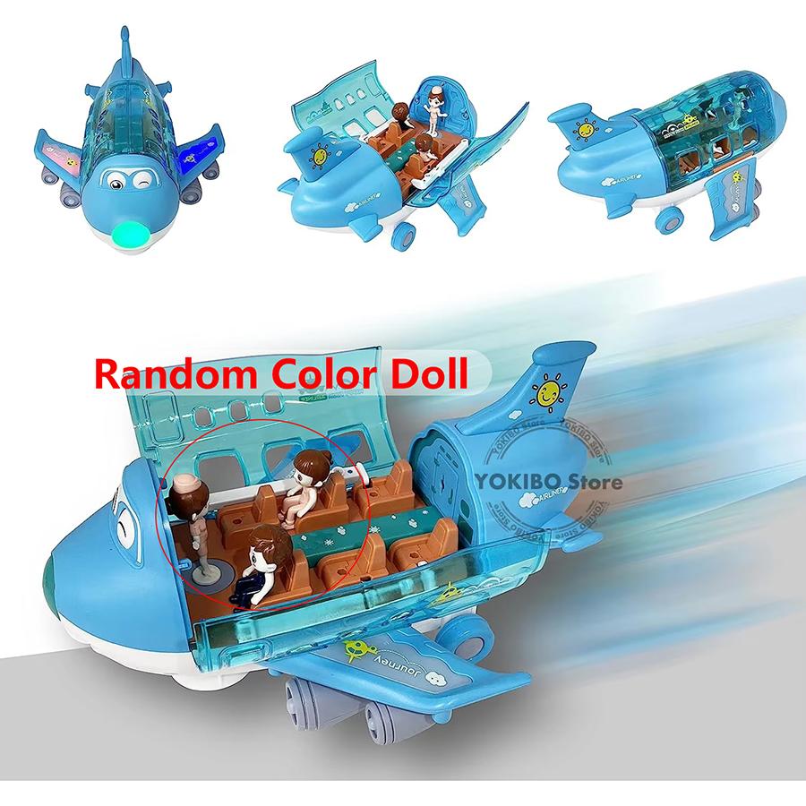 360° Rotating Electric Plane Airplane Toys for Kids Bump and Go Action Toddler Toy Plane with LED Flashing Light Sound for Boys