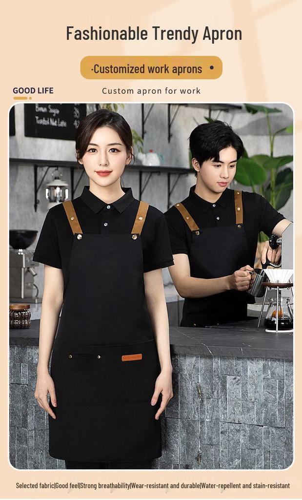 Korean Style Logo Print Fashion Apron - Unisex Kitchen Workwear