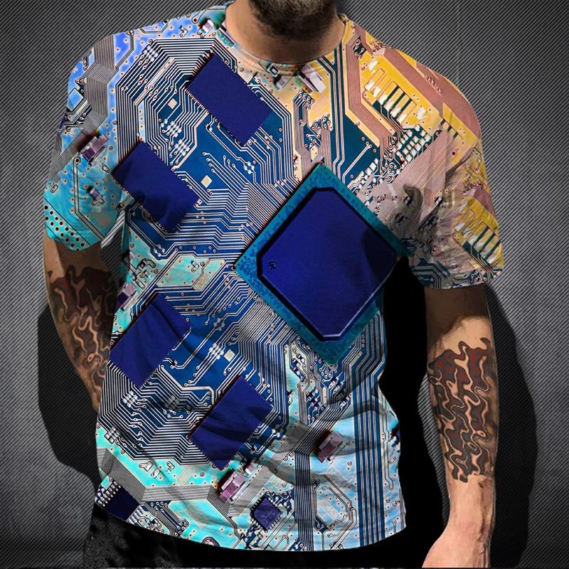 3D Printed Circuit Board Graphic T Shirt For Men Summer Fashion Harajuku T-shirt  Electronic Chip Creative Tee Shirts Women Gym