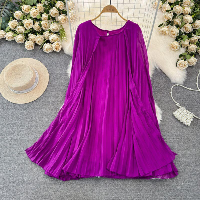 

Sanzhai Ruched Batwing Long Sleeve Loose A- line Dress Fuchsia All yards