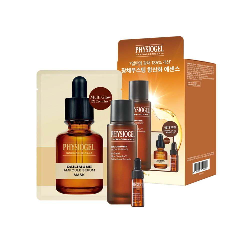 Physiogel Scienceuticals Dailimune Glow Essence 70mL spesialsett (+Dailimune Ampulle 4mL+Sheet Mask 1P)