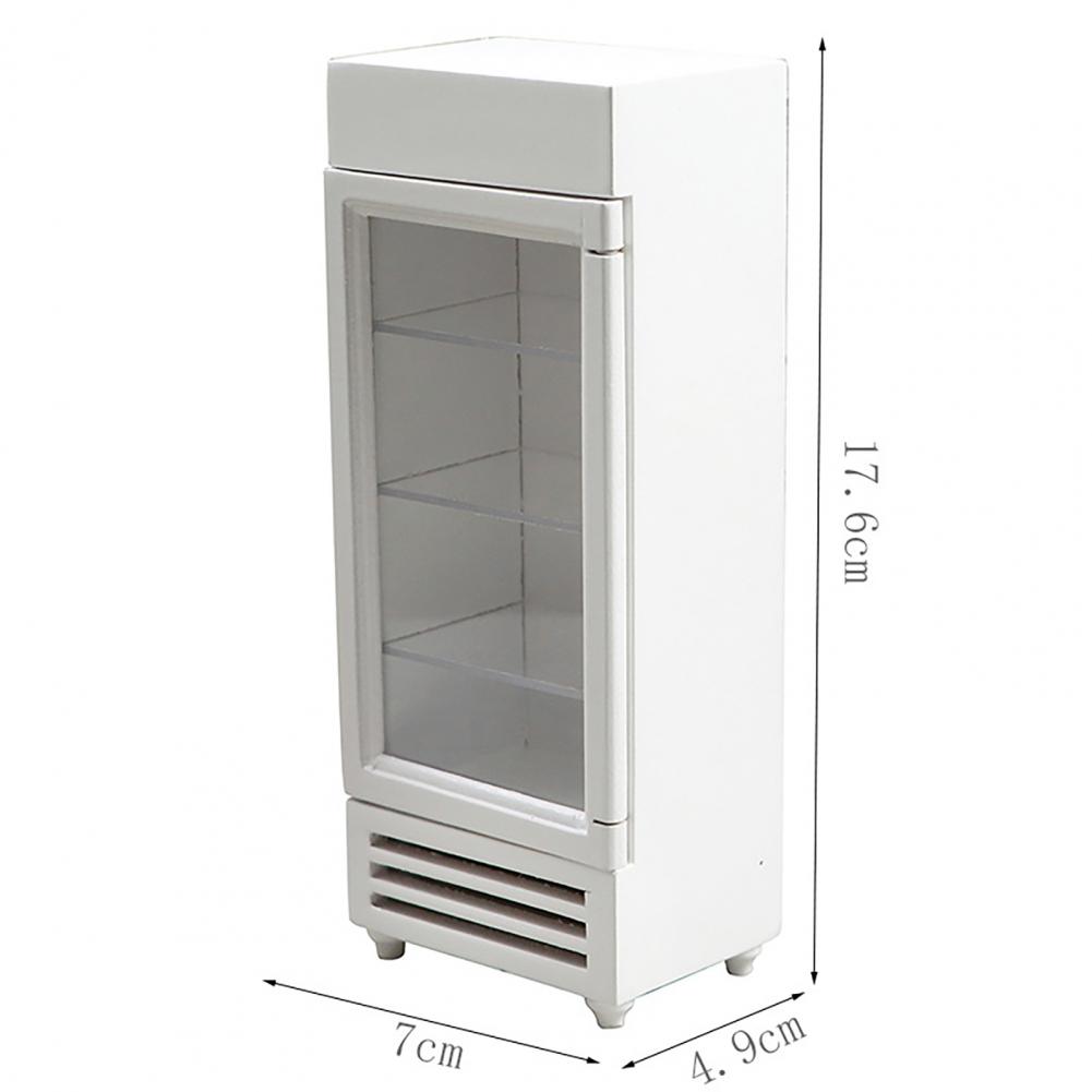 1/12 Doll House Freezer Miniature Model Refrigerator With Transparent Glass Door Kitchen Furniture Toy Decor