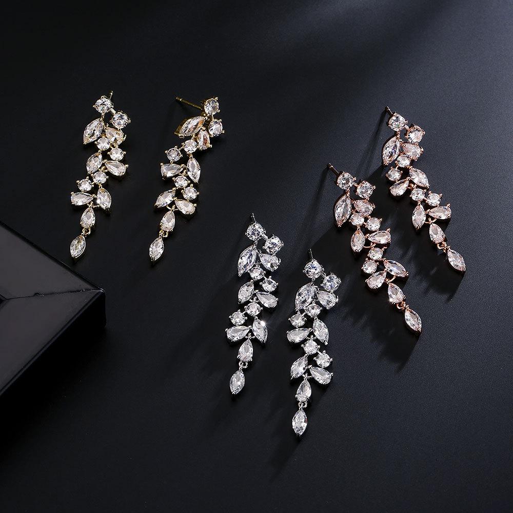 RAKOL Korean Style Fresh Floral Bridal Jewelry Set - Women's Zirconia Micro-Paved Earrings & Necklace