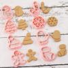 8pcs Christmas Cookie Cutter Set Plastic Pressable Christmas Biscuit Cutters