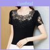 Cotton Short Sleeve T Shirt For Women With Embroidered Lace And Round Neck For Summer Casual Wear
