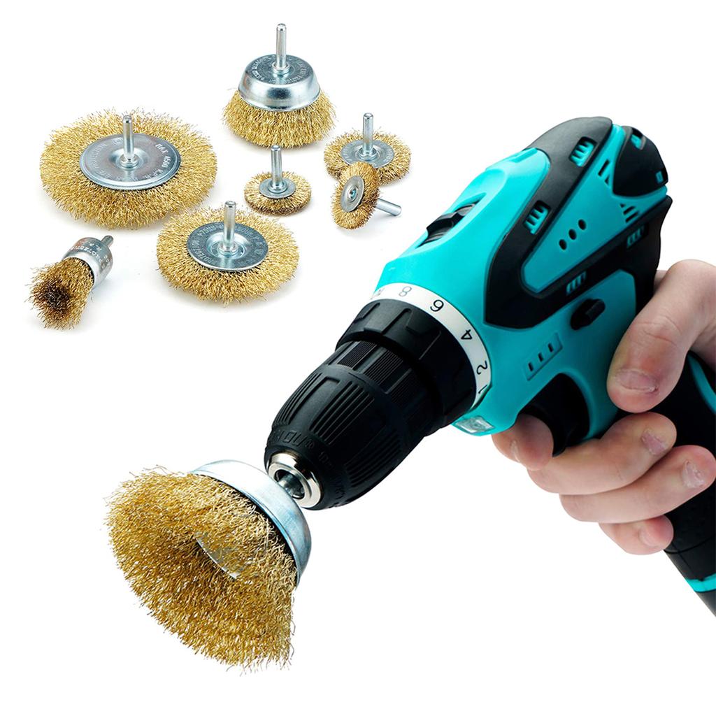 7Pcs Wire Brush Wheel Cup Brush Set for Drill Die Grinder Abrasive Tools Wire Brush Drill Tool Polishing Rust Removal