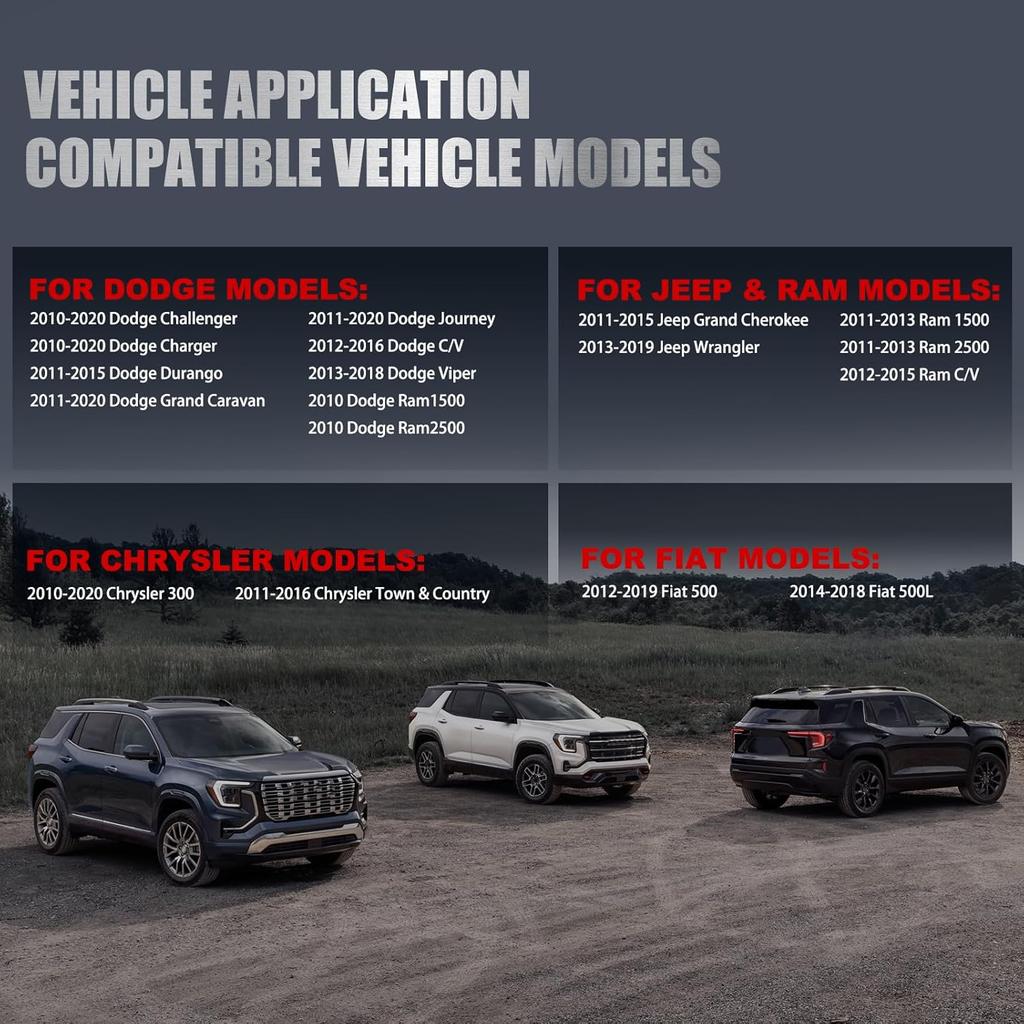 TPMS Sensor Compatible With Chrysler Dodge Jeep Ram Fiat - 4 PCS Pre-Programmed 433MHz Tire Pressure Monitoring Sensor For 300 Durango Challenger