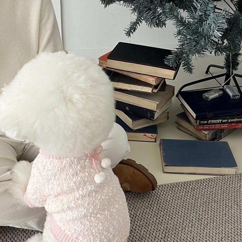 

Свитер с бантом из меха для домашних животных, осенне-зимняя плюшевая собака, шнауцер, йоркширский терьер, одежда для маленьких собак, рождественская одежда для маленьких собак S