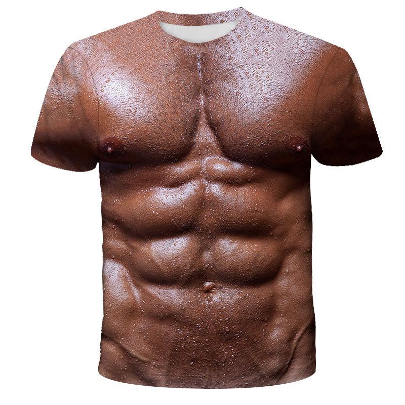 Suitable for Both Men Women Spring Summer Printed 3D Muscle Strong Men's Trendy Fashionable T-shirt