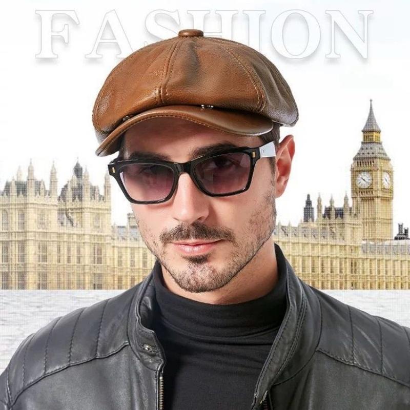 Snapback Einstellbare Kappe Zunge Student Modisch Trendig Elegant Barett Leder Herrenhut Achteckig Schule Alt Vintage Hüte Für Männer Freizeit