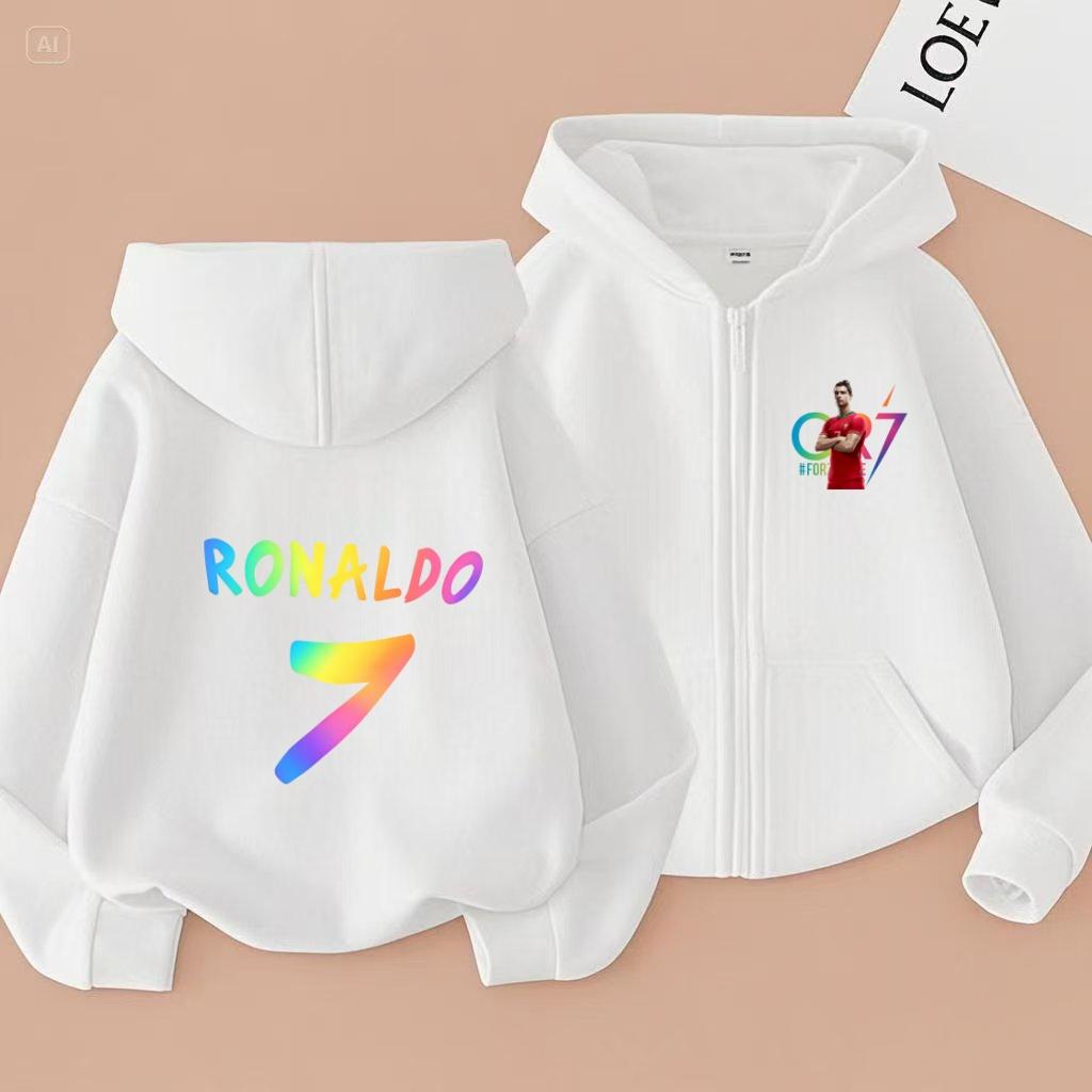 Kinder Reißverschluss Stil Buchstaben CR7 Rosa Strickjacke Kapuzenpullover Sweatshirt Mädchen Junge 3-12 Jahre Freizeit Mode Trend Oberteil Sportjacke Kleidung