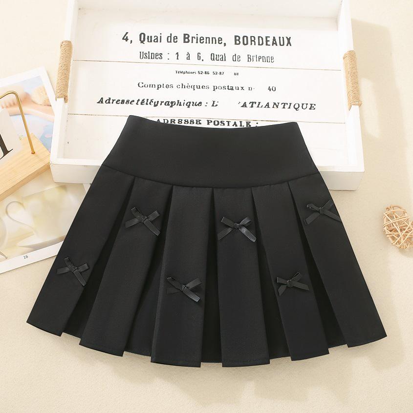 Academy Style Solid Pleated Skirt for Girls, Spring/Autumn Collection 2025